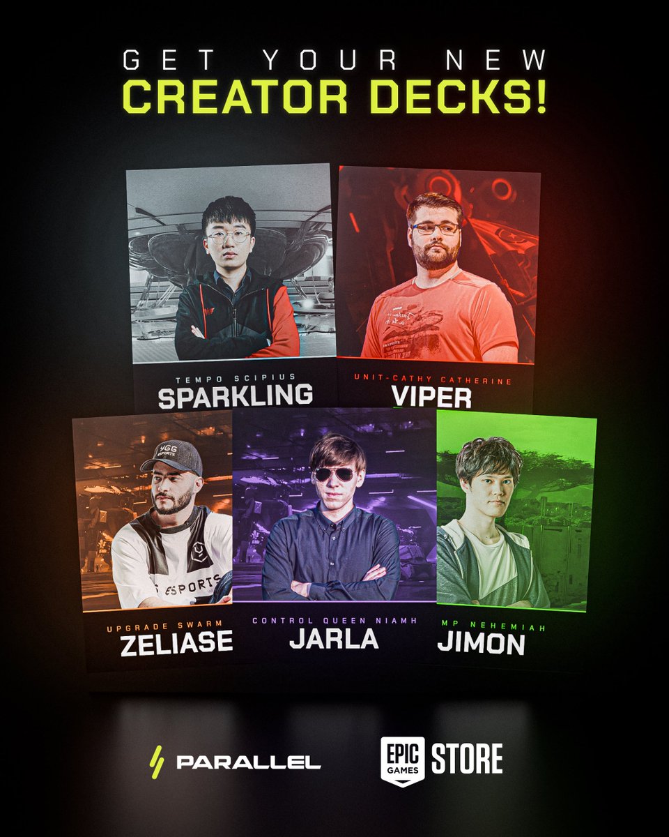 𝗡𝗲𝘄 𝗖𝗿𝗲𝗮𝘁𝗼𝗿 𝗗𝗲𝗰𝗸𝘀

We’ve added 5 new decks from your favorite Parallel creators!

Download and log in through the Epic Games Store to claim a deck.

You can check out each deck at the link below.