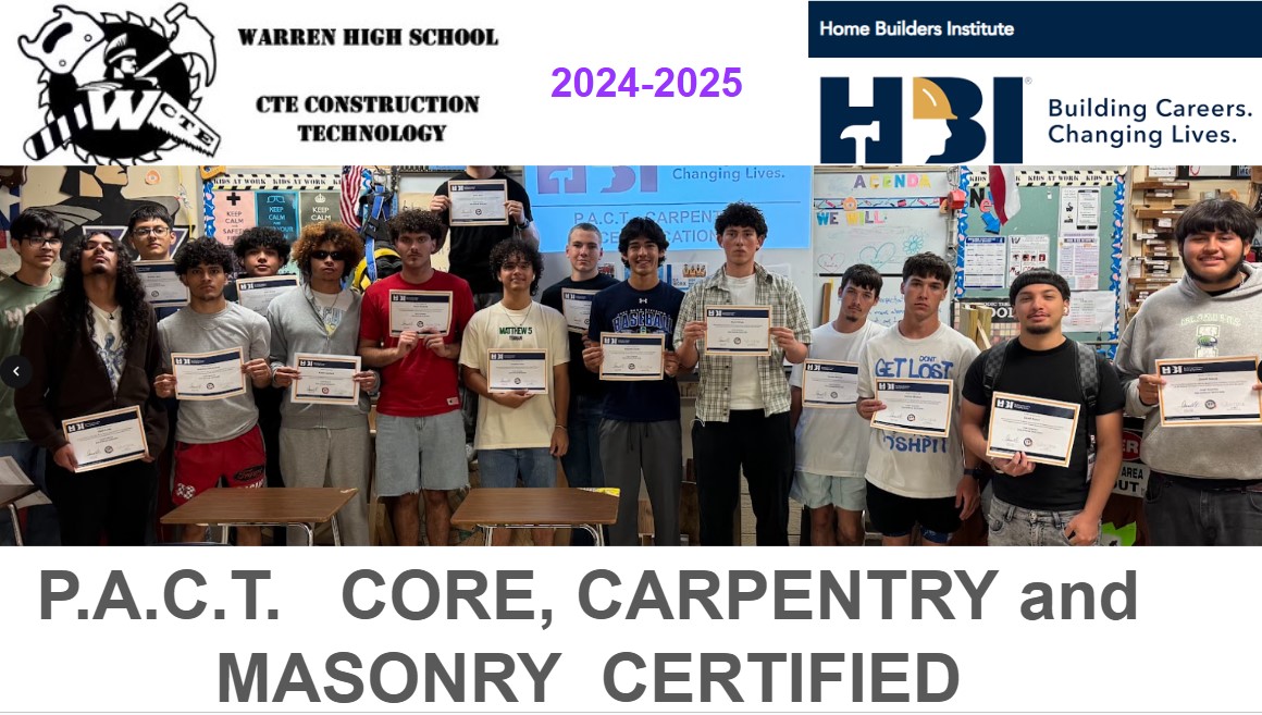 WarrenCTEWood's tweet image. NISD Warren HS CTE Construction students armed with various construction certifications/training. Completed their HBI PACT Core, Masonry and Carpentry certifications today! @NISDWarren @NISD @NISD_CTE @melg2005 @ROllendieck @NicoleEEsparza Proud of these kiddos. #cteproud