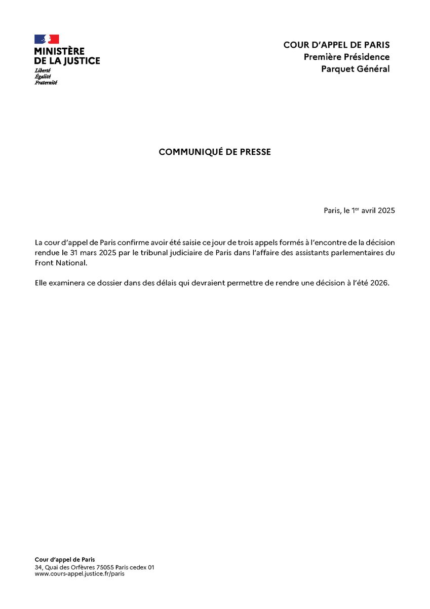 Parquet général de Paris tweet media