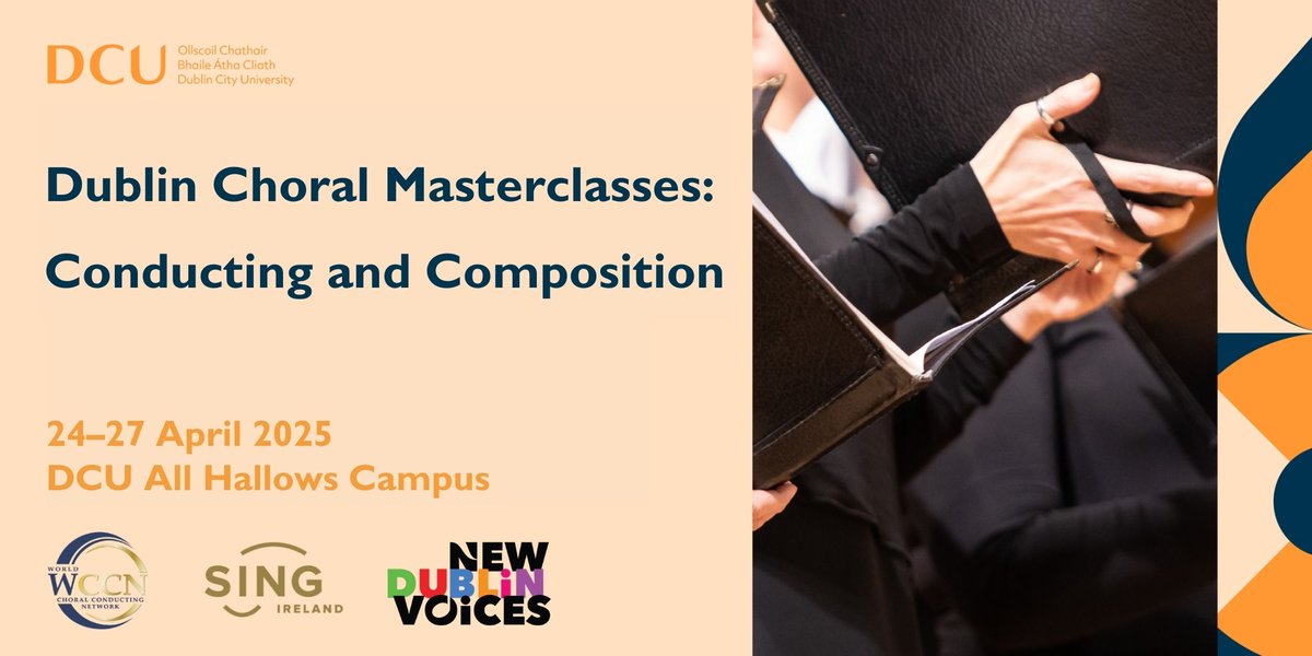 City of Derry International Choir Festival (@derrychoirfest) on Twitter photo Calling all Dublin-based choral conductors and composers!
There's still places left on an upcoming Choral Masterclass with #BernieSherlock, <a href="/SeanDComposer/">Seán Doherty</a> and more!
✨ Dublin Choral Masterclasses
🗓 24 - 27 April
📍 DCU, All Hallows Campus
🔗 sites.google.com/dcu.ie/dublin-… Calling all Dublin-based choral conductors and composers!
There's still places left on an upcoming Choral Masterclass with #BernieSherlock, <a href="/SeanDComposer/">Seán Doherty</a> and more!
✨ Dublin Choral Masterclasses
🗓 24 - 27 April
📍 DCU, All Hallows Campus
🔗 sites.google.com/dcu.ie/dublin-…