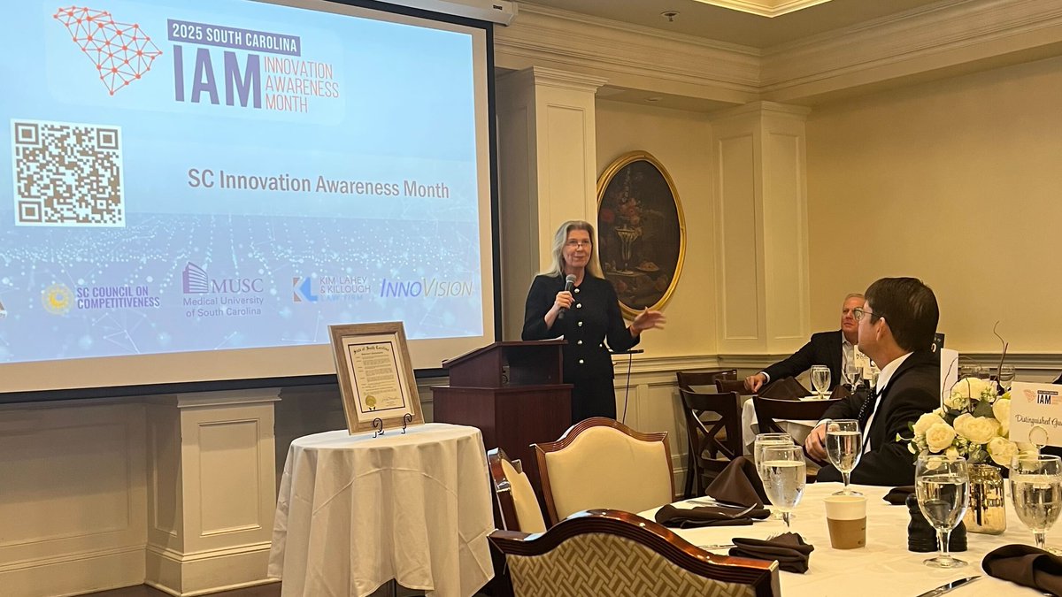 SusieShannonSC's tweet photo. 🚀 Officially SC Innovation Awareness Month! This morning, @sccompetes Team joined forces to kick things off, united in  shared mission to showcase SC’s rockstar Innovation ecosystem. Motivating to hear from SC Lieutenant Governor @PamelaEvette &amp; Chmn @BruceBannister!! https://t.co/E9mGaovm03