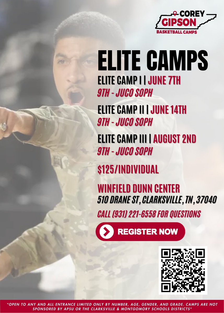 Corey Gipson Elite Camps (@gipsonbballcamp) on Twitter photo Retweet & tag a hooper who needs this opportunity! ๐จ๐
Corey Gipson Elite Camps are where real players get better. ๐ฅ
โ
High-level coaching
โ
1-on-1 skill work
โ
Real exposure & evaluation
๐
June 7 | June 14 | Aug 2
๐ Austin Peay โ Clarksville, TN
๐ coreygipsonbasketballcamps.com Retweet & tag a hooper who needs this opportunity! ๐จ๐
Corey Gipson Elite Camps are where real players get better. ๐ฅ
โ
High-level coaching
โ
1-on-1 skill work
โ
Real exposure & evaluation
๐
June 7 | June 14 | Aug 2
๐ Austin Peay โ Clarksville, TN
๐ coreygipsonbasketballcamps.com