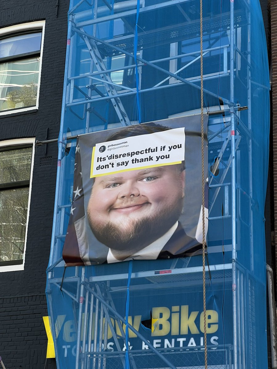 ESHglass's tweet image. @KyleKulinski On vacation in Amsterdam saw this on the side of a building downtown! Lmao 🤣 #seculartalk
