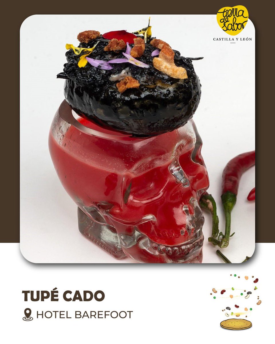 «Tupé Cado» de #AndresMoreno es un caldo de cocido con un toque picante, seguido de tupé brioche relleno de sus carnes, morcilla, torreznos, y praliné de #GarbanzodePedrosilloIGP. Dos bocados unicos que te hacen querer más. #BarefootHotel #Mallorca #desTAPAlasLEGUMBRES