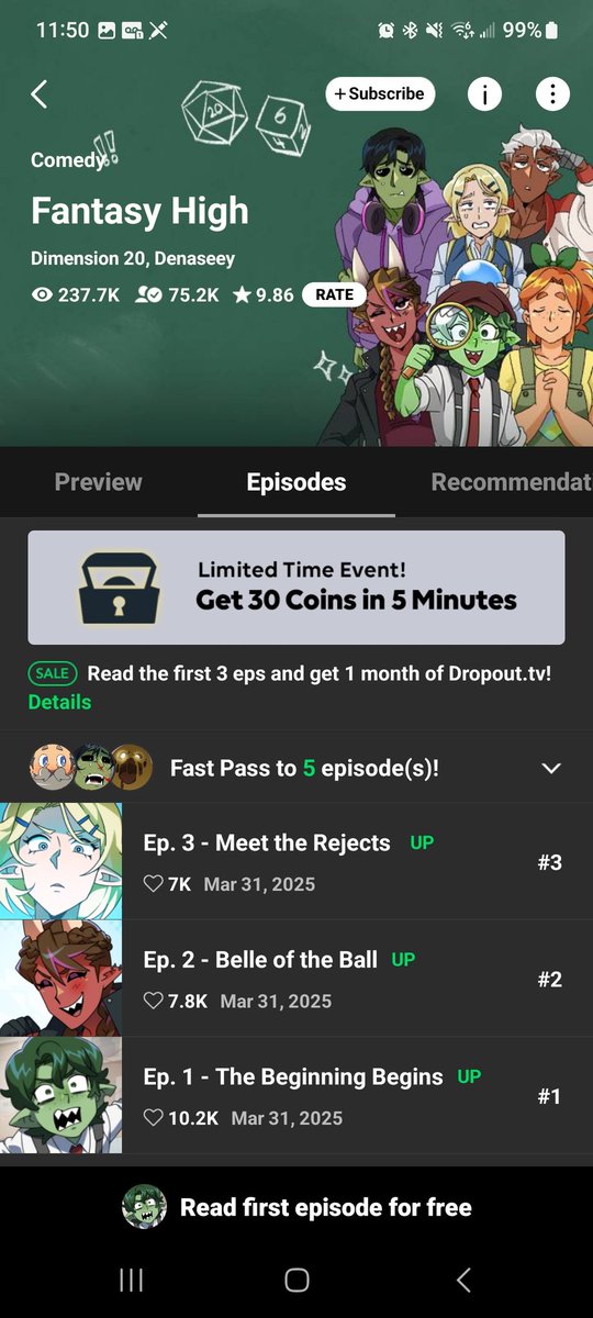 JazzyFace_'s tweet photo. D20 x Webtoons?!? I'm screaming!!! 😍 I'm so excited about this!! I'll take all the Fantasy High content I can get! #RollForInitiative @denaseey @dropout @webtoonofficial @dimension20show https://t.co/dM8rj47qYN