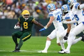 MofCoachCanes's tweet photo. Lions fall to Packers 31-28 in another close game. We had a chance to tie or win late but Lance threw an interception as the LB undercut Gibbs. The offense was not good as the OL was bullied most of the game by GB DL. Pass defense was also bad. @MOFLeagues #mofs81wk6 https://t.co/T42QYlWTOG