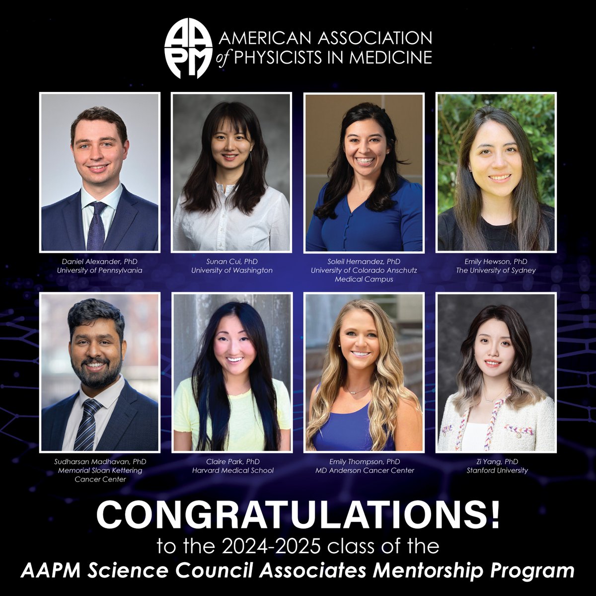 Congrats to the 2024-2025 class of the AAPM Science Council Associates Mentorship Program (SCAMP)! Interested in learning more about the SCAMP program? Visit aapm.secure-platform.com/gaf/page/SCAMP