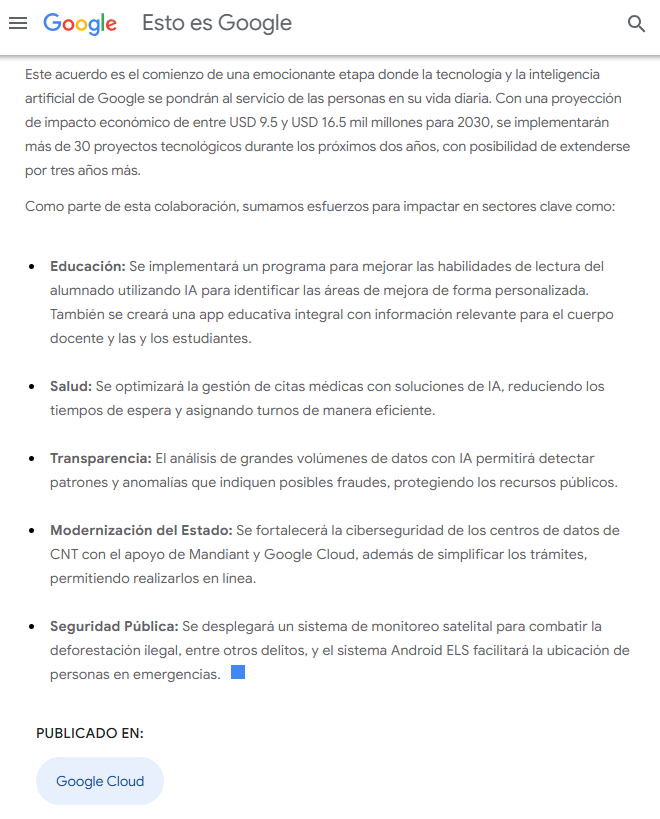 #AlertaDigitalEC
El acuerdo entre <a href="/CNT_EC/">CNT Ecuador</a> y <a href="/googlecloud/">Google Cloud</a> por un valor de $300 millones para 30 proyectos en Educación, Salud, Transparencia, Modernización del Estado y Seguridad Pública, no deja en claro la protección de #datospersonales

Comunicado: blog.google/intl/es-419/ac…