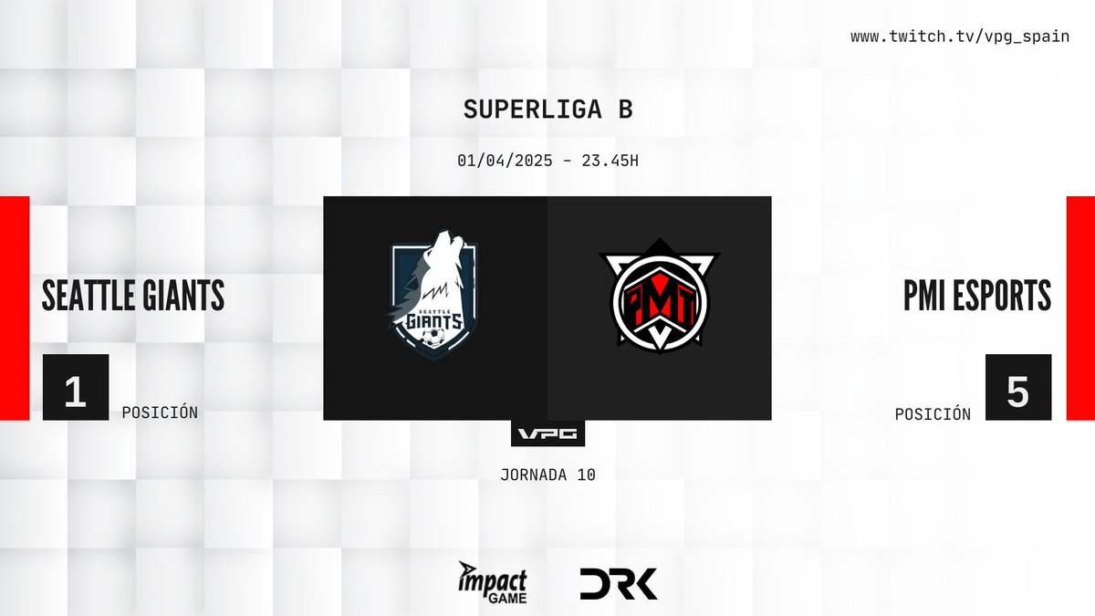 Virtual Pro Gaming España (@vpg_spain) on Twitter photo 🏆 SUPERLIGA
🗓️ JORNADA 10
⏰ 23:45
📺 <a href="/SeattleGiants/">Seattle Giants</a> 🆚 <a href="/PMI_eSports/">PMI eSports</a>
🎙️ <a href="/Mati_Bernstein/">Mati Bernstein 🎤</a> <a href="/RoberEsp/">Roberto Adrián</a> <a href="/LeonidasMadiba/">LeoMadiba</a> <a href="/jmpd_bluelite/">José Manuel Pérez Domínguez bLueLiTe</a>
✍️ El líder frente a frente a un PMI que quiere recuperar posiciones y evitar la Survival League
#TuEresVPG #Apoyaeldirecto <a href="/ImpactGame_es/">Impact Game</a> 🏆 SUPERLIGA
🗓️ JORNADA 10
⏰ 23:45
📺 <a href="/SeattleGiants/">Seattle Giants</a> 🆚 <a href="/PMI_eSports/">PMI eSports</a>
🎙️ <a href="/Mati_Bernstein/">Mati Bernstein 🎤</a> <a href="/RoberEsp/">Roberto Adrián</a> <a href="/LeonidasMadiba/">LeoMadiba</a> <a href="/jmpd_bluelite/">José Manuel Pérez Domínguez bLueLiTe</a>
✍️ El líder frente a frente a un PMI que quiere recuperar posiciones y evitar la Survival League
#TuEresVPG #Apoyaeldirecto <a href="/ImpactGame_es/">Impact Game</a>