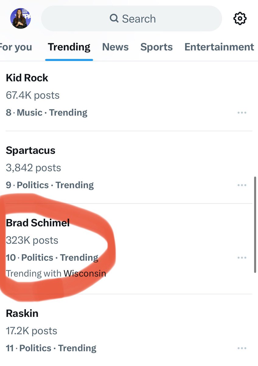 TRENDING: 

Brad Schimel is the #10 trend. 

Wisconsin, get out &amp; vote.