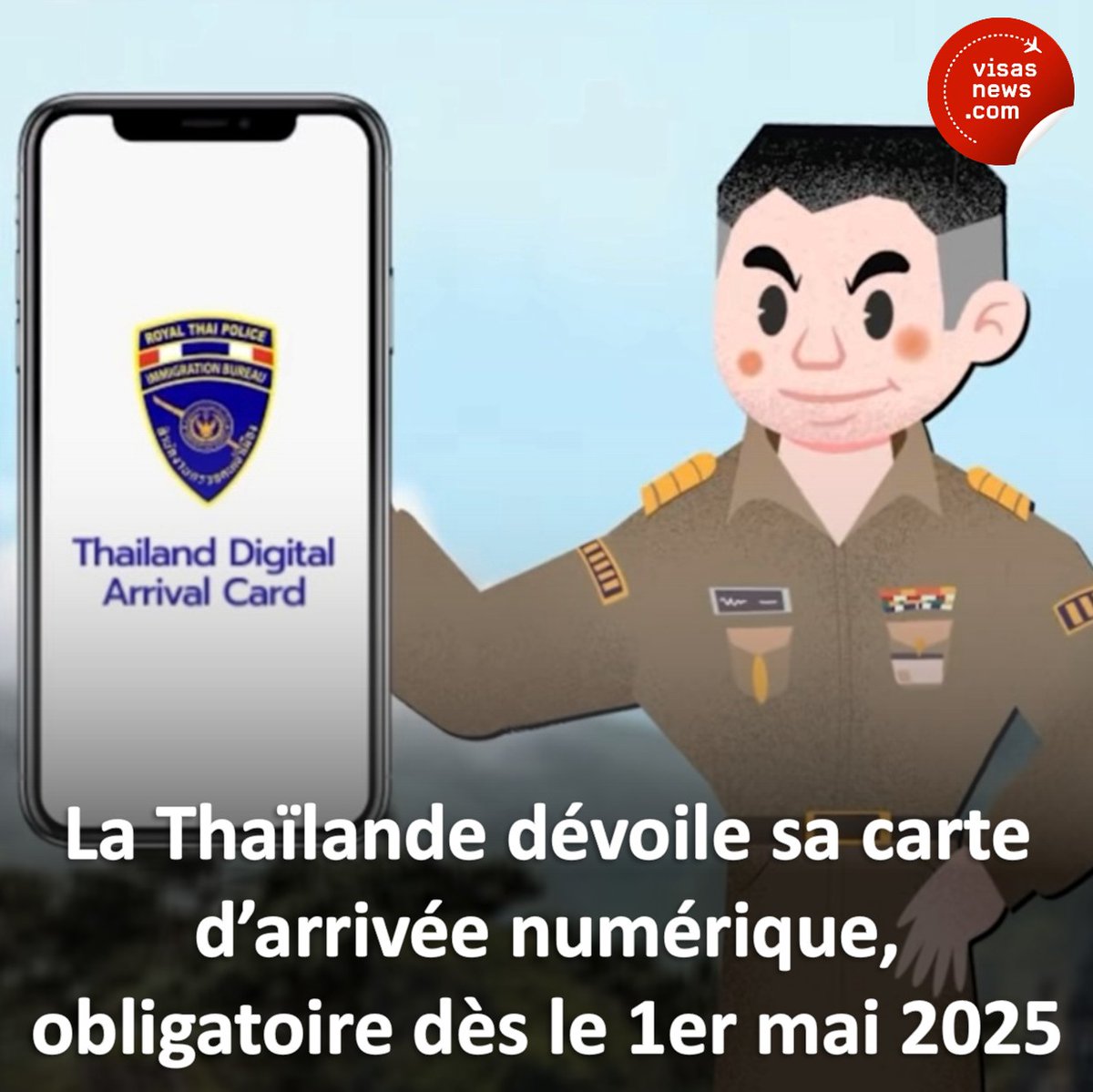 👋 La Thaïlande tourne la page du formulaire papier TM6.
💻 🛫 🇹🇭 À partir du 1er mai 2025, tous les voyageurs étrangers devront obligatoirement remplir une carte d’arrivée numérique, la Thailand Digital Arrival Card (TDAC)👇
visasnews.com/la-thailande-d…