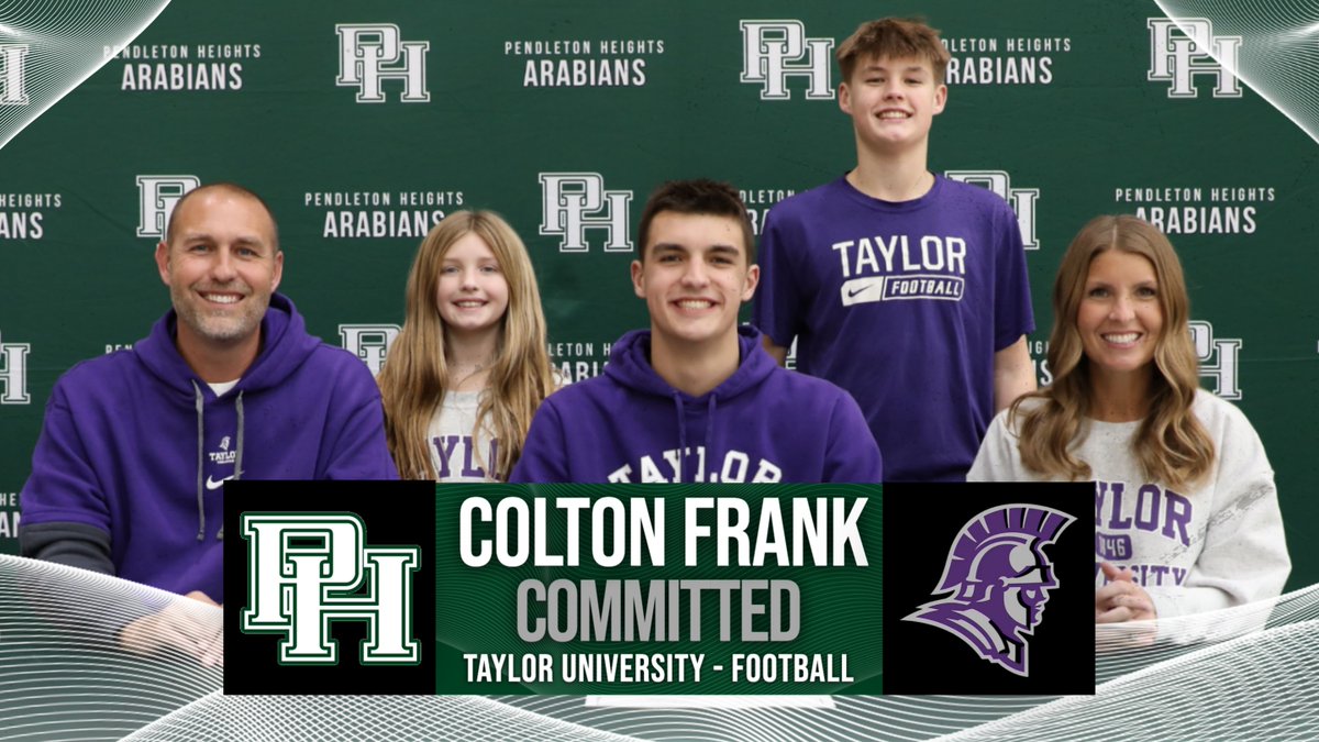 Arabians Athletics (@phhsathletics) on Twitter photo Arabians Committed to the next level!
Colton Frank
Taylor University Football
<a href="/PendletonHtsFB/">Pendleton Heights Arabian Football</a> <a href="/917WEEM/">91.7 WEEM</a> <a href="/TimesPost/">Times-Post Newspaper</a> <a href="/hunt_Rob/">Rob Hunt</a> <a href="/RichTorres23/">Richard Torres</a> <a href="/IndyStarSports/">IndyStarSports</a> <a href="/KyleNeddenriep/">Kyle Neddenriep</a> Arabians Committed to the next level!
Colton Frank
Taylor University Football
<a href="/PendletonHtsFB/">Pendleton Heights Arabian Football</a> <a href="/917WEEM/">91.7 WEEM</a> <a href="/TimesPost/">Times-Post Newspaper</a> <a href="/hunt_Rob/">Rob Hunt</a> <a href="/RichTorres23/">Richard Torres</a> <a href="/IndyStarSports/">IndyStarSports</a> <a href="/KyleNeddenriep/">Kyle Neddenriep</a>