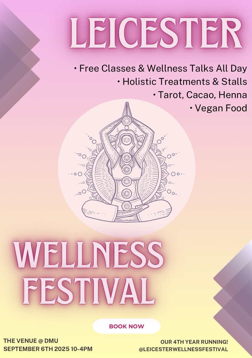 The Leicester Wellness Festival is back for the 4th year running!! They’re so excited to be holding their special day this year at The Venue due to their wonderful expanding community!

Tickets available here:
leicesterwellnessfestival.com