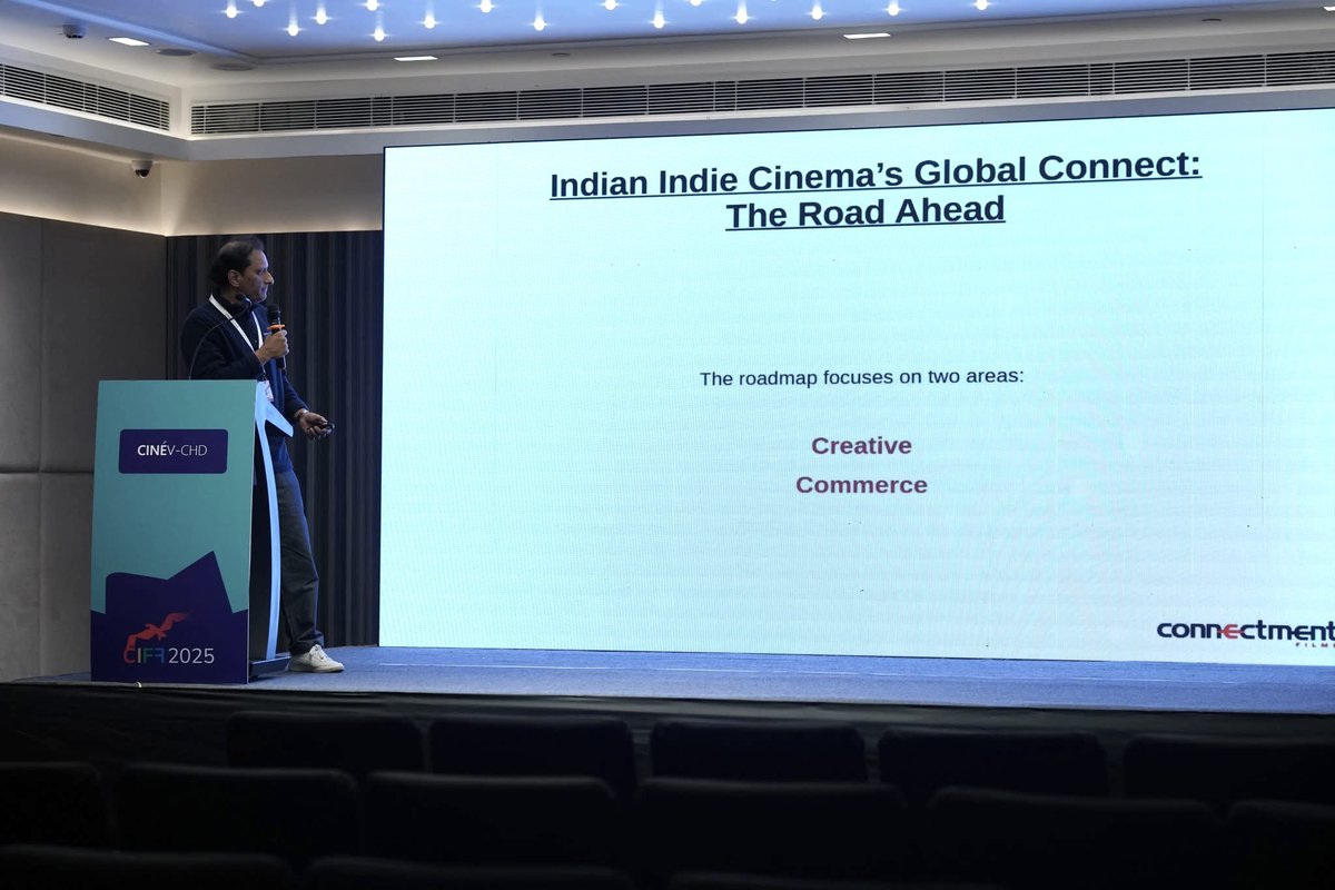 ConnectmentFilm's tweet photo. Indian indie cinema’s global connect: The road ahead.
A presentation by @NyayBhushan at CineV on creative and commercial challenges and why it’s time for a reset especially when it comes to exploring new stories away from poverty porn.

https://t.co/xHDAGdA40V https://t.co/nk3t83Tm93