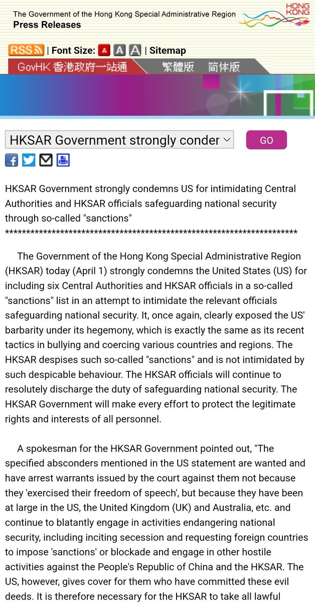MayWongCNA's tweet image. #China office for safeguarding national security in #HongKong calls #US sanctions against 6 #HK, #Beijing officials &quot;piece of waste paper&quot;. @StateDept sanctioned them for &quot;depriving people in #HK of protected rights &amp;amp; freedoms&quot; gbcode.rthk.hk/TuniS/news.rth…
 state.gov/sanctioning-th…