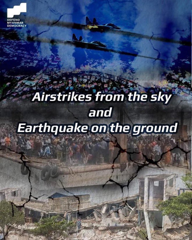 Build_MyanmarFC's tweet image. Myanmar people are facing several trouble not just from the earthquake, but from the cruelty Junta. Bombs still fall, villages still burn, and lives are still lost. The world must see the truth!

EMERGENCY AID FOR MYANMAR

#HelpMyanmarQuake