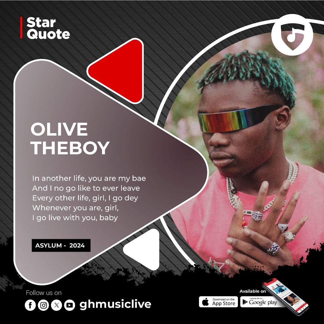 ghmusiclive's tweet photo. In another life, you are my bae
And I no go like to ever leave
Every other life, girl, I go dey
Whenever you are, girl,
I go live with you, baby
#ASYLUM - 2024
@OliveTheBoy_
#starquote
#ghmusiclive
#letsplay https://t.co/rvs34V4WlU