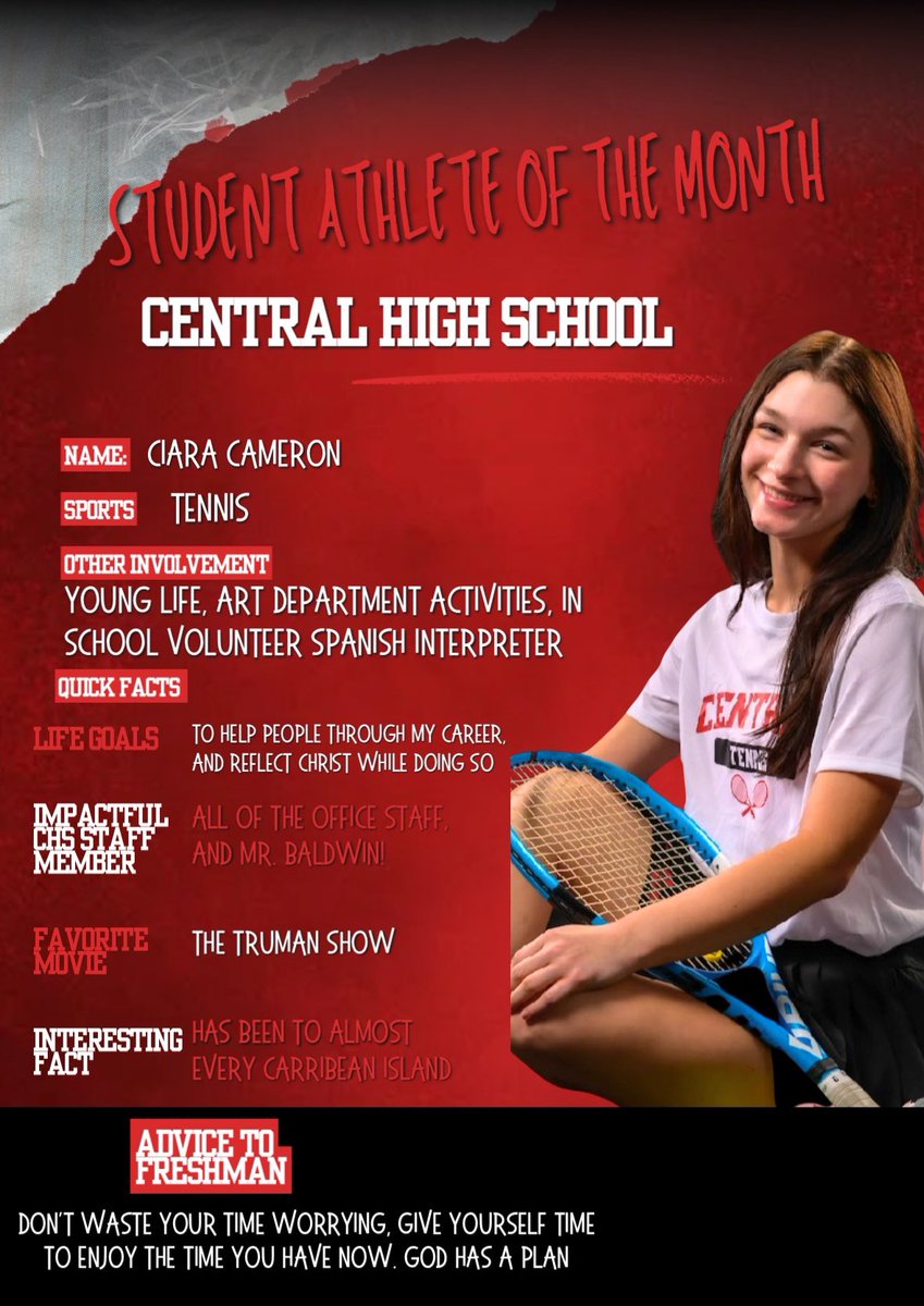 Our April Student Athlete of the Month is Senior Ciara Cameron! Thank you Ciara for everything you do to represent CHS in a positive way.