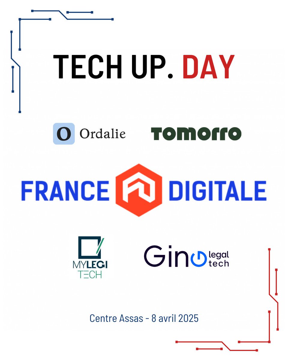 techupday's tweet image. 📢 Le Groupe Legaltech de France Digitale au Tech Up Day !

Au programme :

   🕐 13h30-14h15 | Rédaction et gestion des contrats à l’ère de l’IA

📍Rendez-vous le mardi 8 avril 2025 au Centre Assas