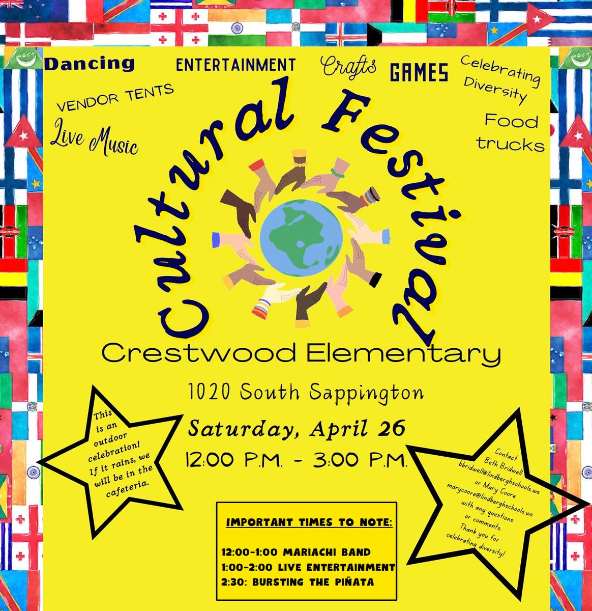 Please sign up to VOLUNTEER for our Cultural Festival event on April 26th! Join us for an afternoon of food trucks, live performances, crafts, games, fair trade vendors, &amp; much more! Cultural buff.ly/B0ynw5w