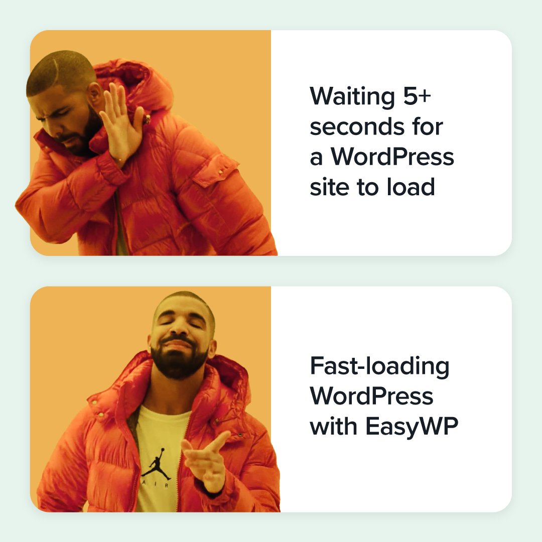 spaceship's tweet image. No one likes waiting. Especially online.
With EasyWP hosting for WordPress, website loading speed isn’t an issue. ⚡
We’ll break down why speed matters in our next post. (And what it really costs when it’s missing.)
Stay tuned. 👀
#SpaceshipTech #StartABetterStory