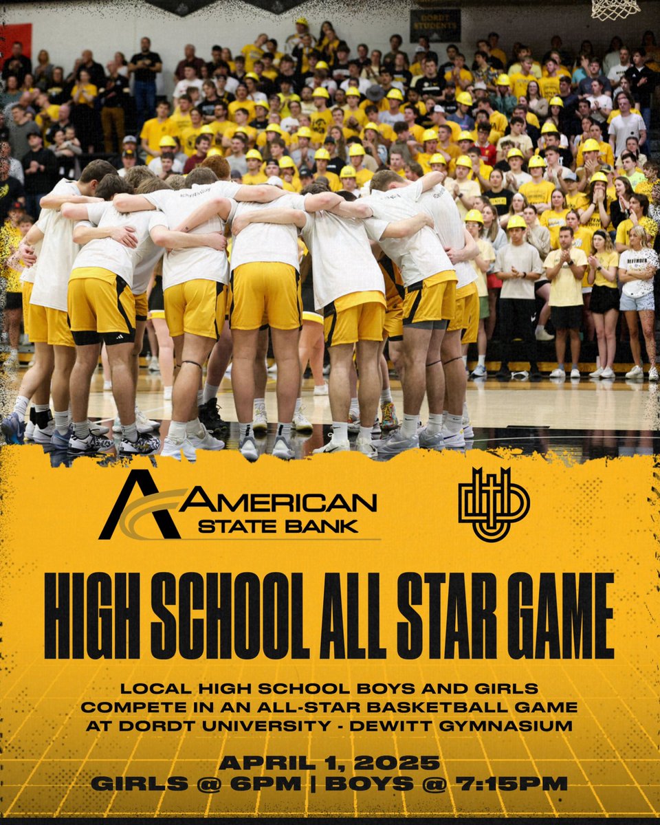 DordtHoops's tweet image. American State Bank All-Star Game is tonight! Women play at 6pm with the men to follow at 7:15pm. Admission is $5.