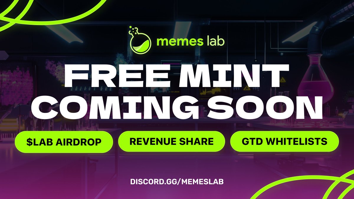 Free Mint d-e-p-l-o-y-i-n-g soon. . .

• $LAB token airdrop
• Revenue share for holders
• GTD WLs for upcoming mints

This free mint is the ignition switch to the final detonation 💣

Join to be considered: discord.gg/memeslab