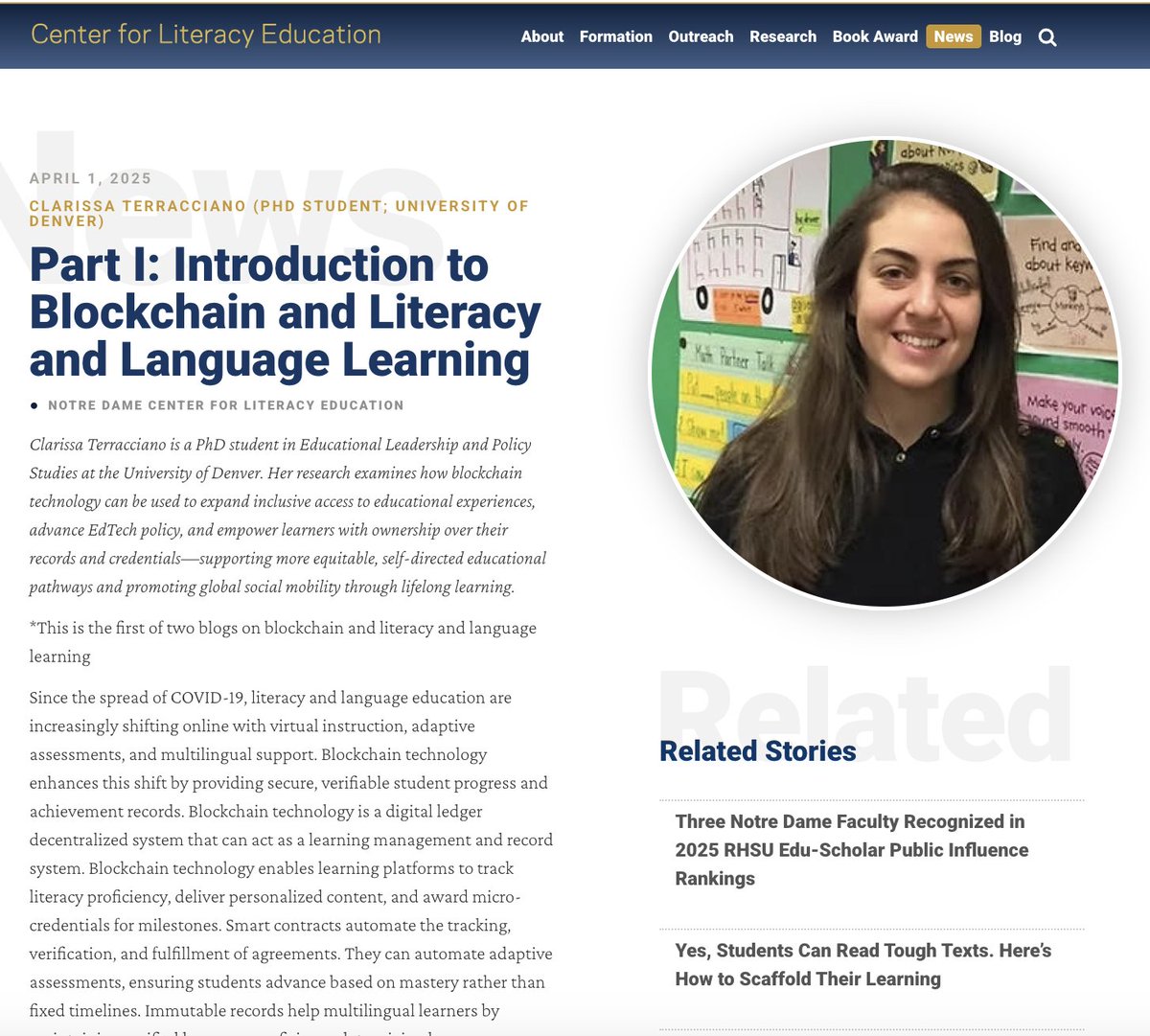 What role can blockchain play in literacy &amp; language learning? Clarissa Terracciano discusses how blockchain can play a critical role in supporting literacy development in an increasingly digital world in the first of two blogs:  iei.nd.edu/initiatives/no… <a href="/ieiatnd/">IEIatND</a>