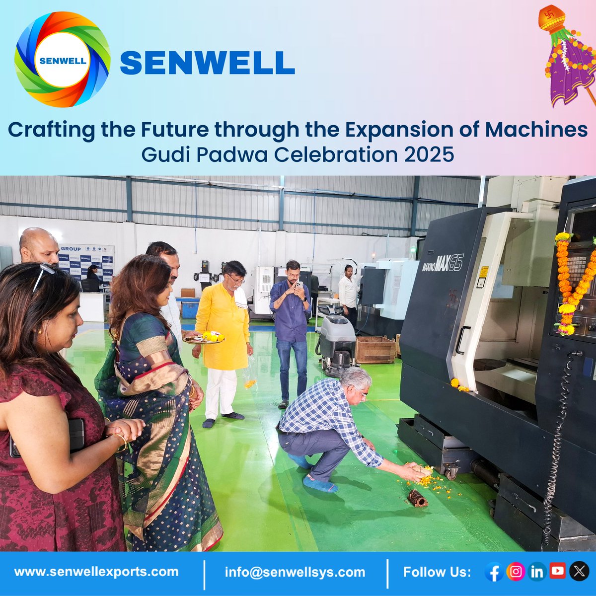 SenwellPune's tweet photo. A day of blessings, progress, and celebrations!💫

This #GudiPadwa, we’re not just celebrating tradition, but also innovation! With new machines in place, we’re all set to make this year one of growth and success. Here's to a prosperous year ahead! 🌼🌸

#festival #ugadi #newyear https://t.co/tu1bWmwgtF