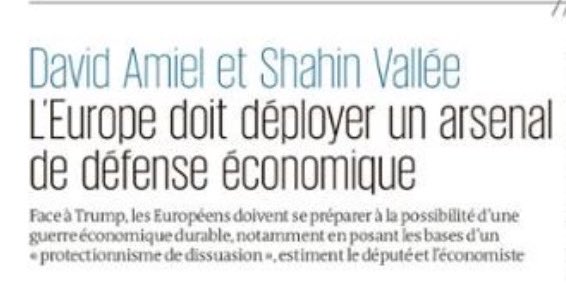 ⚠️ L’Europe fait preuve face aux droits de douane de Trump du même déni qu’il y a 2 mois sur les questions militaires…

Notre tribune dans « Le Monde » avec <a href="/Shahinvallee/">Shahin Vallée</a> pour une riposte sérieuse et crédible👇

[1/4]

lemonde.fr/idees/article/…