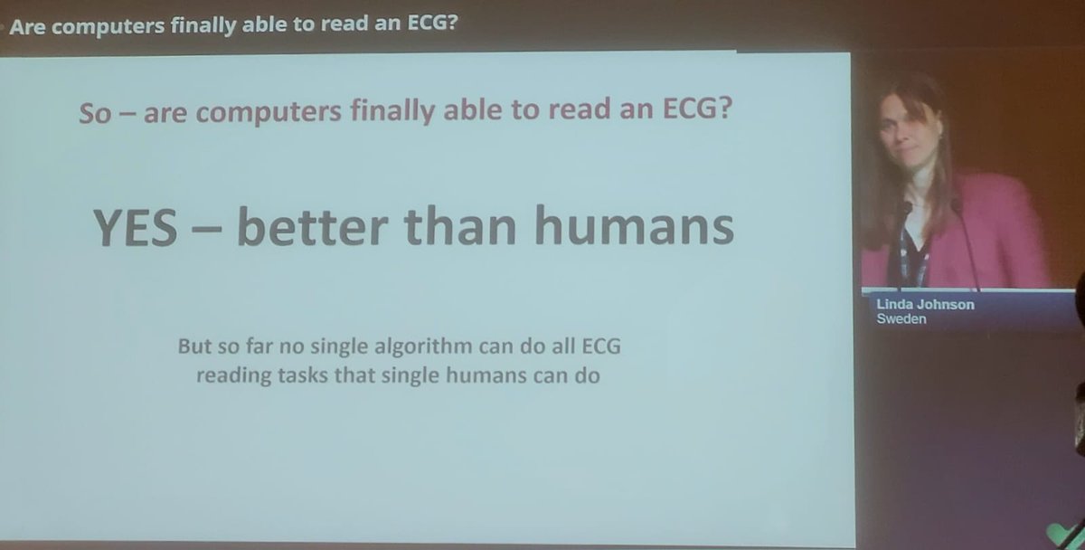 BMC Medicine (@bmcmedicine) on Twitter photo 🫀Last #EHRA2025 session looks to the future with #ArtificialIntelligence in #arrhythmia care
<a href="/lsjMD/">Linda Johnson</a> presents computers to be already better than humans in #ECG reading according to <a href="/NatureMedicine/">Nature Medicine</a> #RCT bit.ly/428oYCj
No #AI can do all #ECG tasks that single human can 🫀Last #EHRA2025 session looks to the future with #ArtificialIntelligence in #arrhythmia care
<a href="/lsjMD/">Linda Johnson</a> presents computers to be already better than humans in #ECG reading according to <a href="/NatureMedicine/">Nature Medicine</a> #RCT bit.ly/428oYCj
No #AI can do all #ECG tasks that single human can