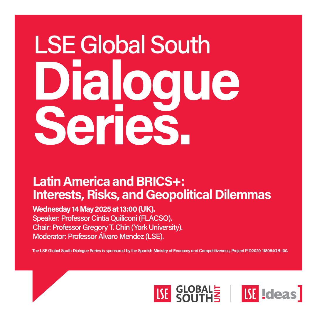 📢<a href="/LSE_Globalsouth/">LSE - Global South Unit</a> Dialogues Series II

This webinar will examine the motivations behind Latin American countries' involvement with the BRICS+ forum, the risks they face &amp; the broader implications amid escalating US-China tensions. 

⬇️Register Here lse.ac.uk/ideas/events/2…