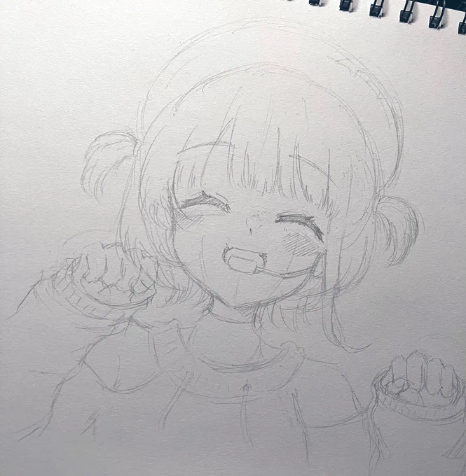 ReGLOSSライブ見返しながらアナログで気楽に描いてたら可愛く描けた気がするから明日色塗ってみるか、、 