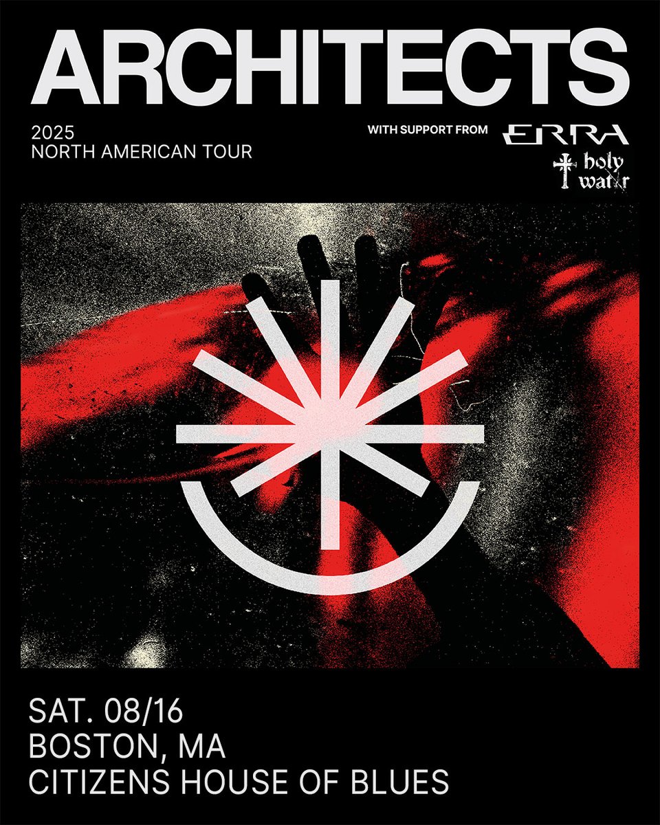 Citizens House of Blues Boston (@hobboston) on Twitter photo JUST ANNOUNCED! 🤘 <a href="/Architectsuk/">Architects</a> are bringing the 2025 North America Tour Citizens House of Blues on Saturday, August 16! With special guests <a href="/Erra_Band/">ERRA</a> and <a href="/drinkholywatr/">HOLYWATR</a>. Tickets on sale this Friday, April 4th @ 10AM local. 🎟: bit.ly/43sZRMZ JUST ANNOUNCED! 🤘 <a href="/Architectsuk/">Architects</a> are bringing the 2025 North America Tour Citizens House of Blues on Saturday, August 16! With special guests <a href="/Erra_Band/">ERRA</a> and <a href="/drinkholywatr/">HOLYWATR</a>. Tickets on sale this Friday, April 4th @ 10AM local. 🎟: bit.ly/43sZRMZ