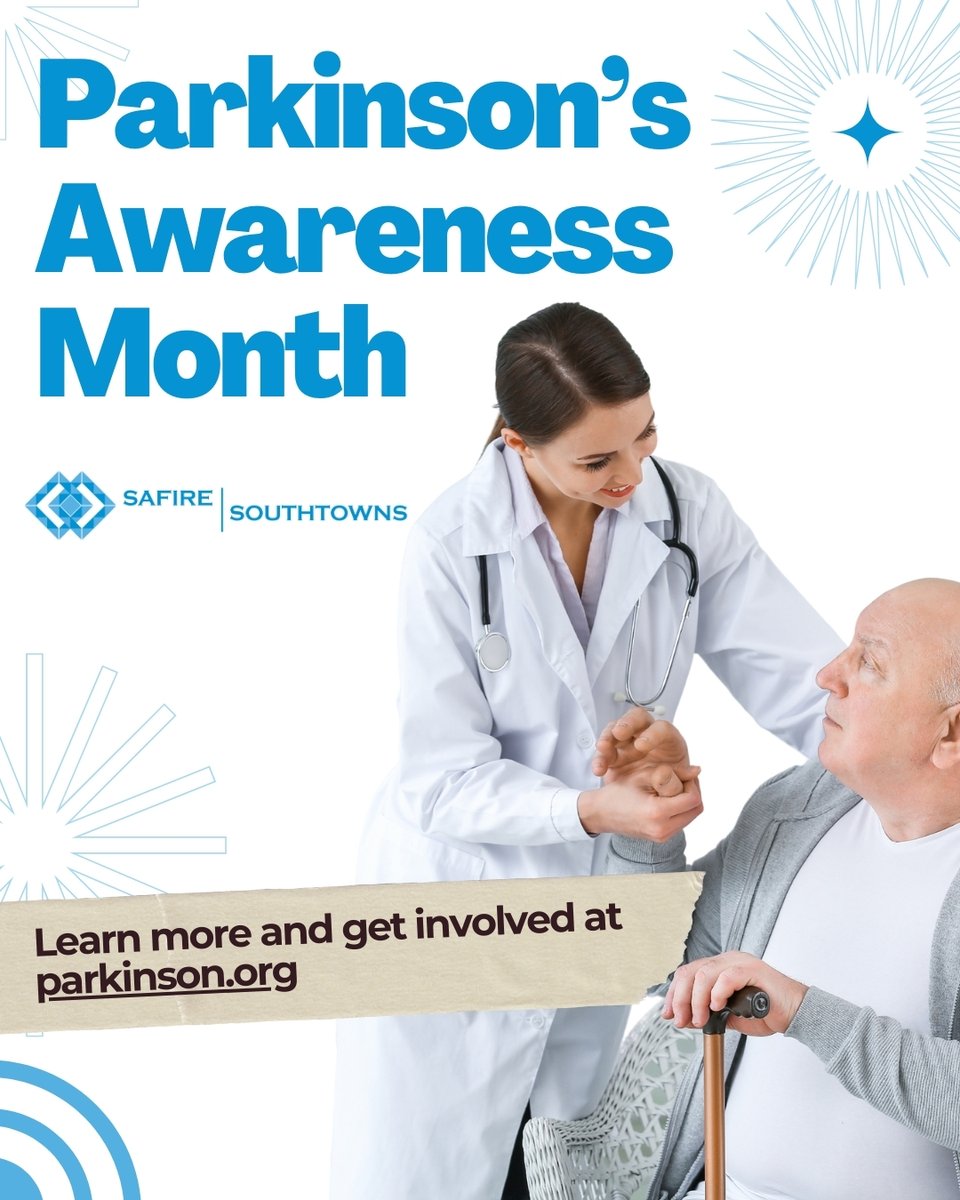 💙 April is Parkinson’s Awareness Month! 💙 This month, we recognize those affected by Parkinson’s disease and emphasize the importance of early diagnosis, treatment, and ongoing support.
Learn more and get involved at parkinson.org. 

#ParkinsonsAwareness #Southtowns