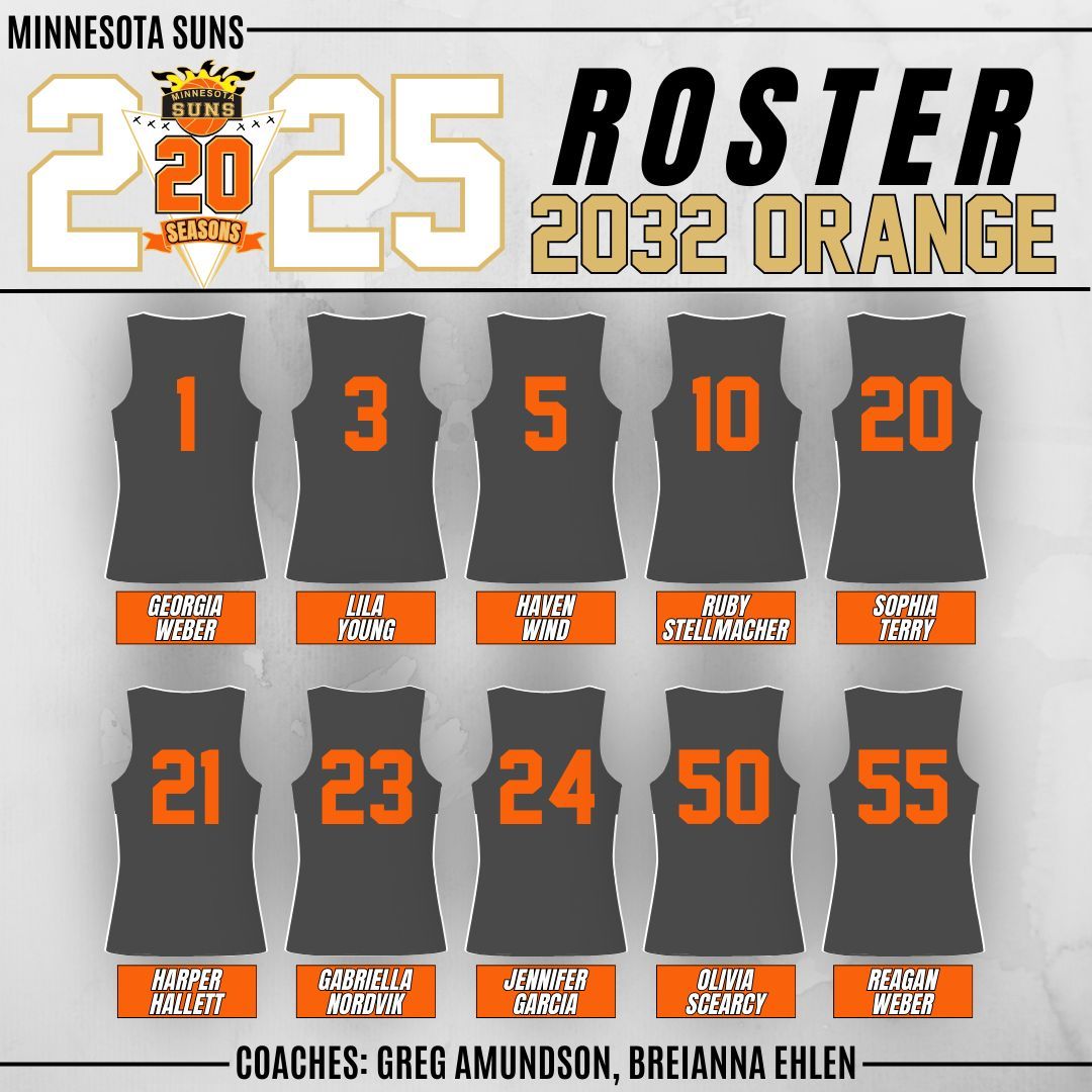 ROSTER RELEASE: MINNESOTA SUNS 2032 ORANGE