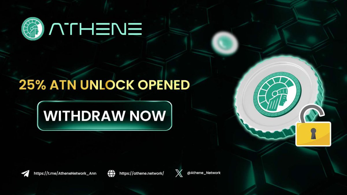 🔓 25% ATN Unlock Is Open!

The wait is over! 25% of your ATN tokens are now unlocked and ready for withdrawal. Head to Athene Public Sale (public.athene.network/my-account) and withdraw your unlocked ATN immediately. ❤️ 

As a reminder:
⭐️ Big investors &amp; reinvestment-only users: Tokens