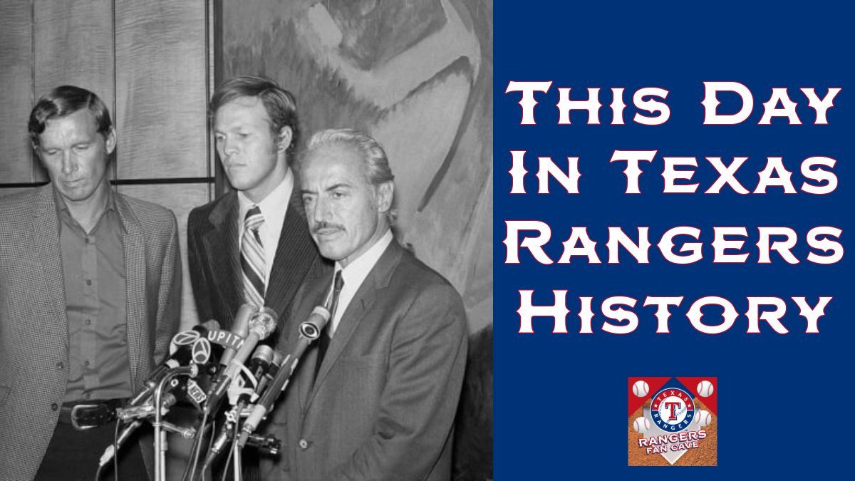 This Day in Texas Rangers History: 1972 - The MLB players’ strike begins on April 1, delaying the start of the season, including the Texas Rangers’ debut, which wouldn’t occur until April 15 against the California Angels.