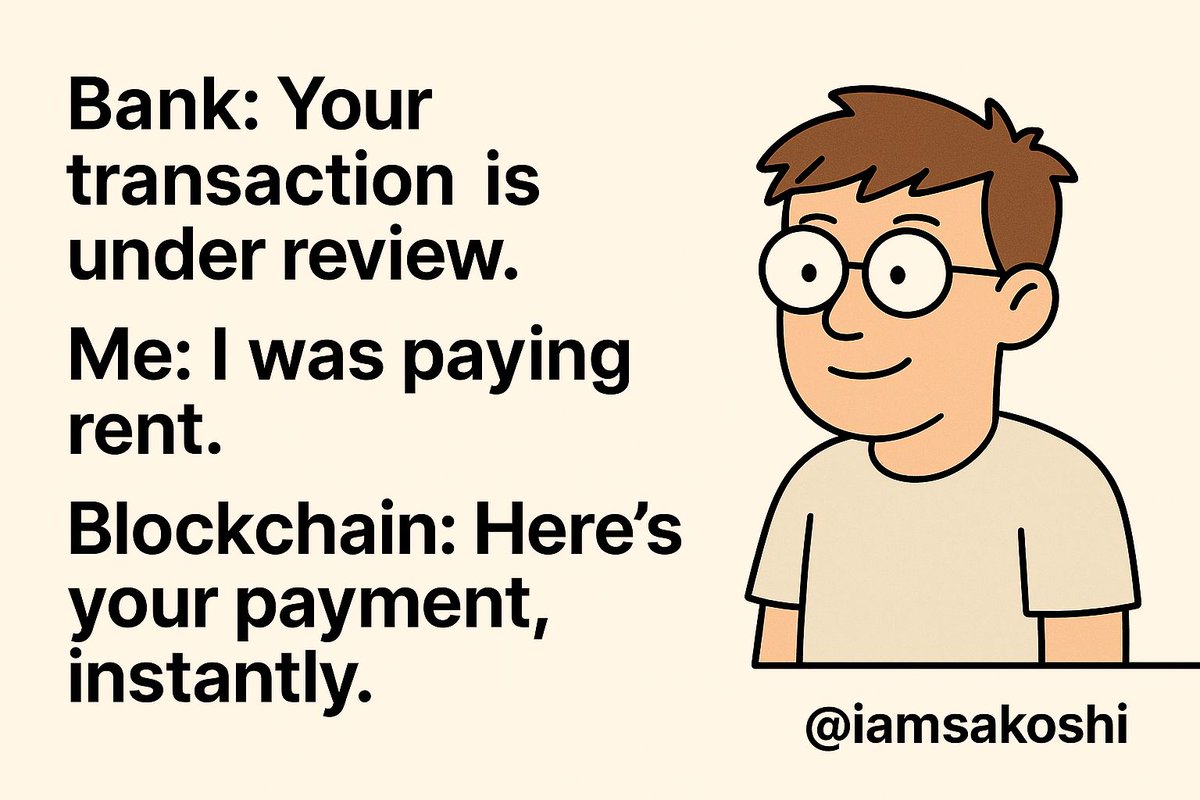 iamsakoshi's tweet photo. Traditional finance: "maybe next week".
Blockchain: "done".

Who's really in control here? https://t.co/TjReHaxaAQ