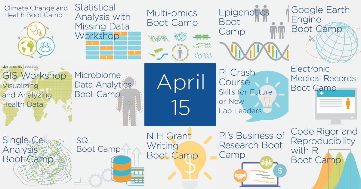 Learn in-demand research skills and methods from field experts in short, intensive trainings offered by the #SHARP Program. Register by April 15 to receive the discount for trainings taking place in May and June. Explore trainings: publichealth.columbia.edu/SHARP-Training