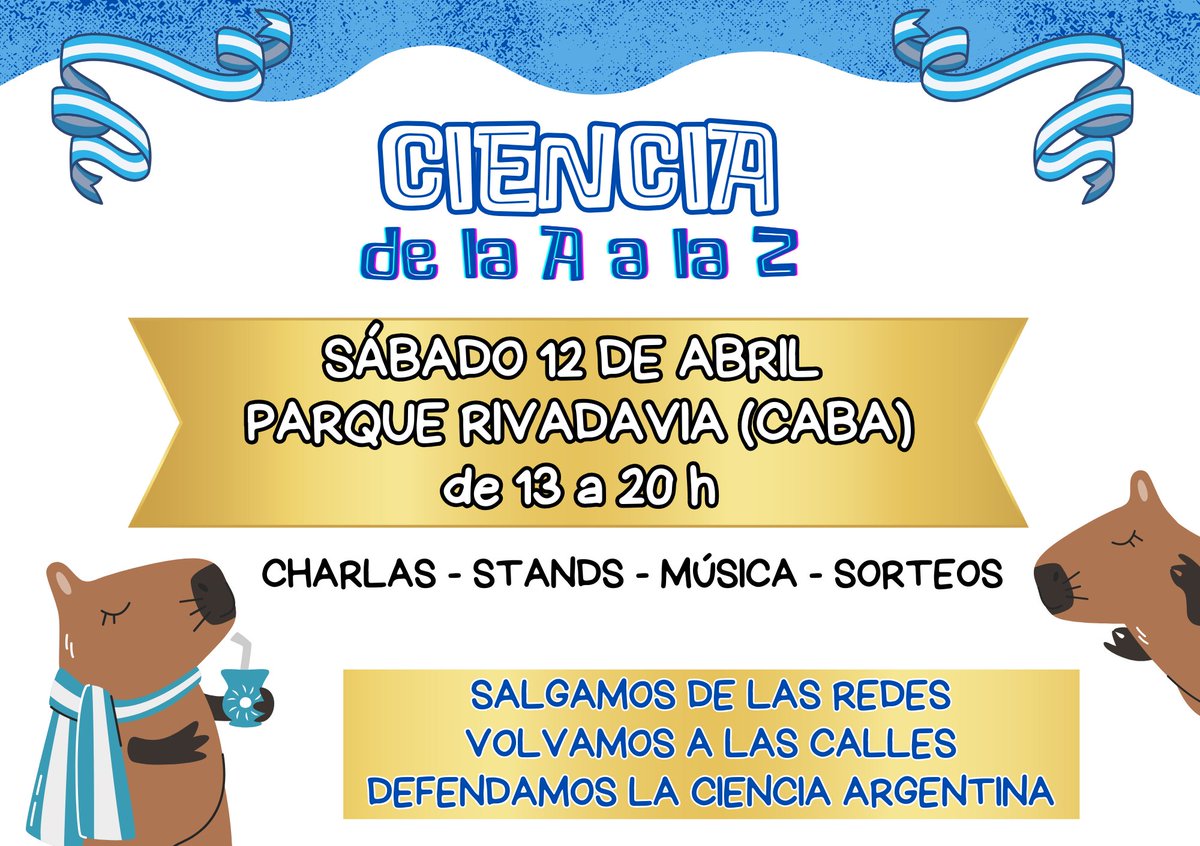 Cada vez que comparten este flyer entre sus contactos hacen feliz a un carpincho bebé.
No tenemos pruebas ni dudas.