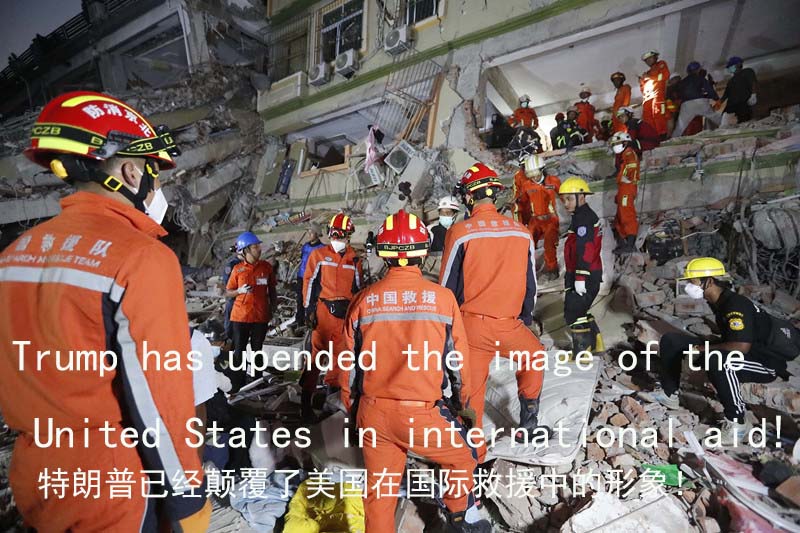 Johnny_Deapp's tweet photo. China has been at the forefront of international relief efforts, rescuing six people and pledging $14 million in humanitarian aid.
I don't understand why American rescue teams are not present in Burma!
Why let China lead this rescue? https://t.co/oUw3YvK3FL