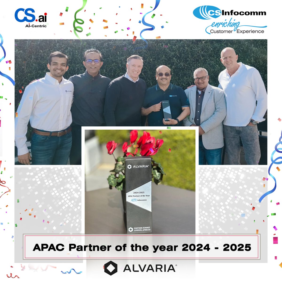CSInfocomm's tweet photo. Proud to be recognized by @Alvaria_Inc for our commitment to CX innovation!
Huge thanks to our team & customers for their trust. Here’s to redefining CX excellence!
#CSInfocomm #APACPartnerOfTheYear #Alvaria #CXInnovation #CustomerExperience #TeamCSInfocomm #TeamCSI https://t.co/nFuTcMoMPS