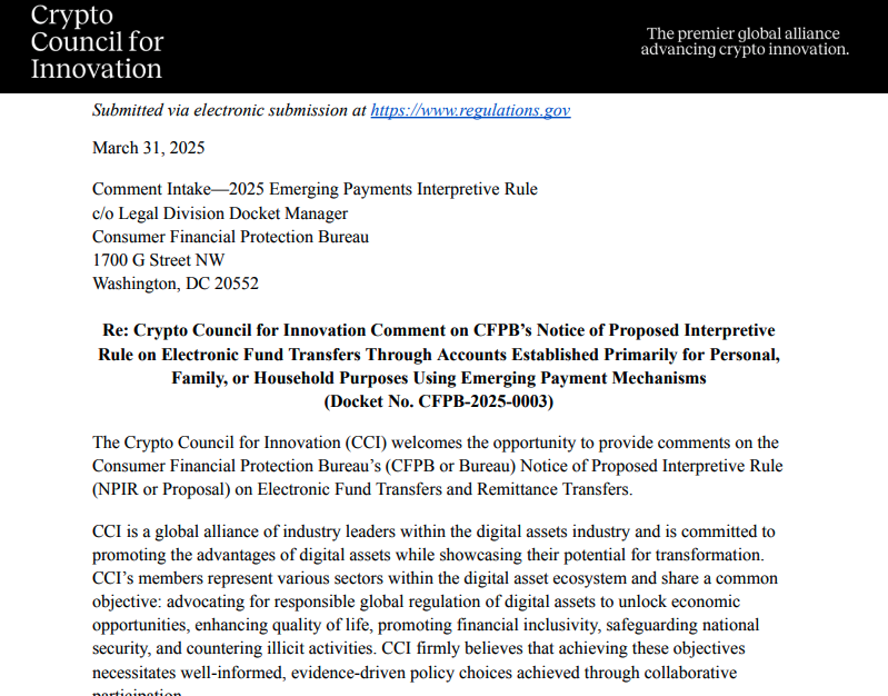 1/ 🚨 The Consumer Financial Protection Bureau (CFPB) must rescind its proposed interpretive rule - it introduces ambiguity &amp; uncertainty regarding the application of the Electronic Funds Transfer Act (EFTA) &amp; CFPB’s Regulation E to digital assets. CCI has concerns 👇