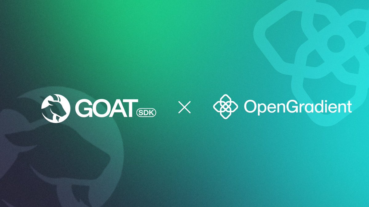 Crossmint (@crossmint) on Twitter photo Exciting news.
You can now connect your agents to <a href="/OpenGradient/">OpenGradient</a> models through <a href="/goat_sdk/">GOAT (Great Onchain Agent Toolkit)</a>.
This lets your agents analyze sentiment, access on/off-chain data, and execute in secure TEEs. Exciting news.
You can now connect your agents to <a href="/OpenGradient/">OpenGradient</a> models through <a href="/goat_sdk/">GOAT (Great Onchain Agent Toolkit)</a>.
This lets your agents analyze sentiment, access on/off-chain data, and execute in secure TEEs.