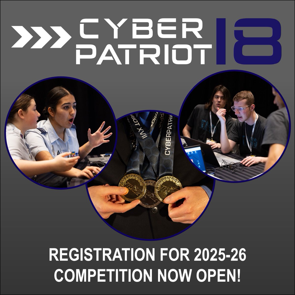 Here we go! Registration for CyberPatriot 18 is now open.

Visit uscyberpatriot.org/competition/Co… to register a team.