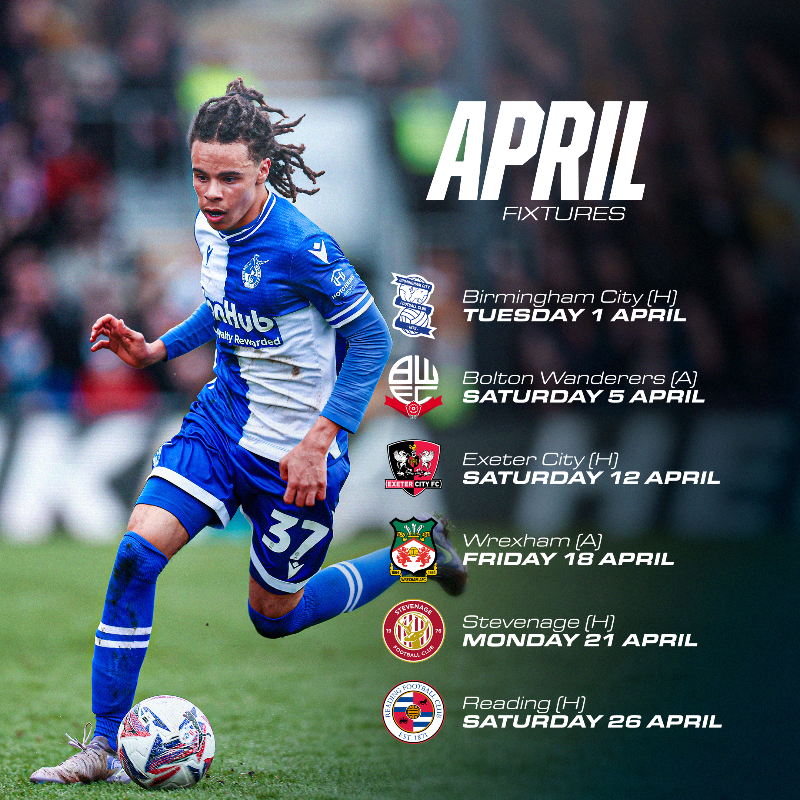 Official_BRFC's tweet photo. We have six fixtures in April! 📅
