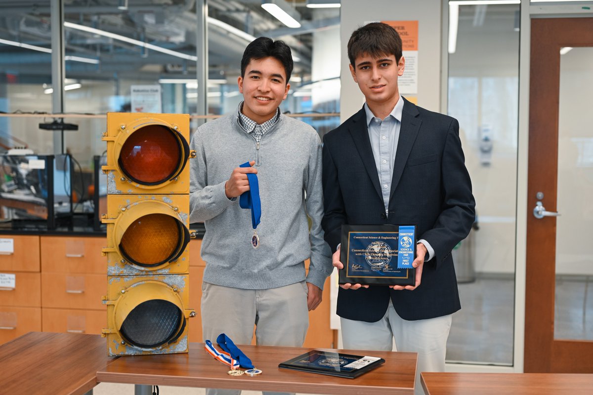 Congratulations #GCDSGrade11 students Chris Suy (L) and Cooper Taylor for presenting their individual projects at the 2025 Connecticut Science &amp; Engineering Fair, a yearly statewide science and engineering fair hosted at Quinnipiac University.
#GCDSScience #GCDSEngineering