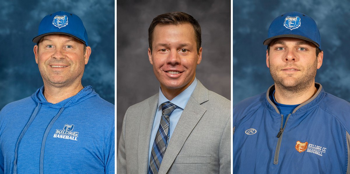 Kellogg_CC's tweet image. Among the experienced and dedicated Sports Management Program faculty at KCC are Head #KCCBaseball Coach Eric Laskovy and two alums who played baseball for the Bruins under his tenure.

KCC Athletic Director Drew Fleming (pictured middle) and Assistant Baseball Coach Alex Holley
