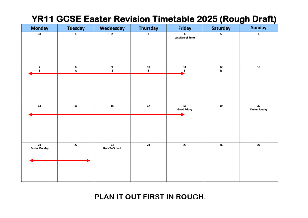TCHSWoodford's tweet image. 📚 GCSE Easter Revision &amp;amp; Exam Prep 📝

Make the most of the break with structured revision! A well-balanced plan helps manage study time, reduce stress &amp;amp; improve focus.📥 Download our revision planner &amp;amp; stay on track! #GCSERevision #ExamPrep